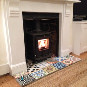Encaustic Tiles Patchwork Fireplace