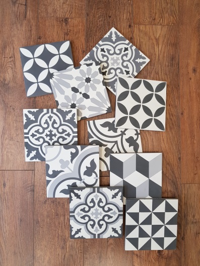 Encaustic Tiles Patchwork Black and White