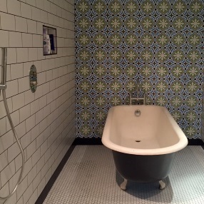 Encaustic Tiles on bathroom wall