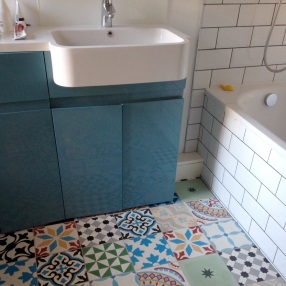 Patchwork Encaustic tiles in bathroom